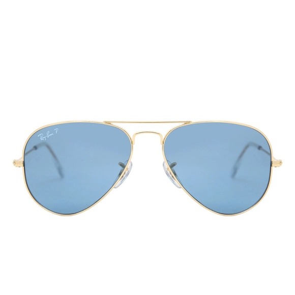 Ray Ban Aviator Sunglasses 3025 Gold Frame Blue Lens P Polarized With Case - Picture 3 of 7
